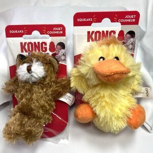 KONG Dr Noyz XS Bear And Small Duck Toy for Small Dogs and Puppies Squeaky Plush